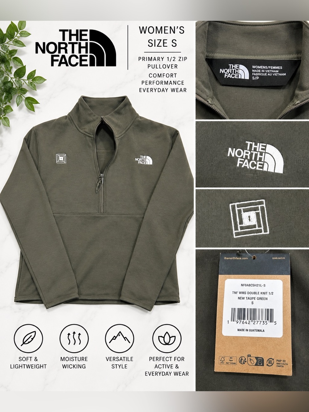 The North Face Women's Zip Pullover Sweater in Taupe Green